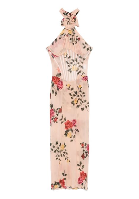 Beige rose-print midi dress Magda butrym - women